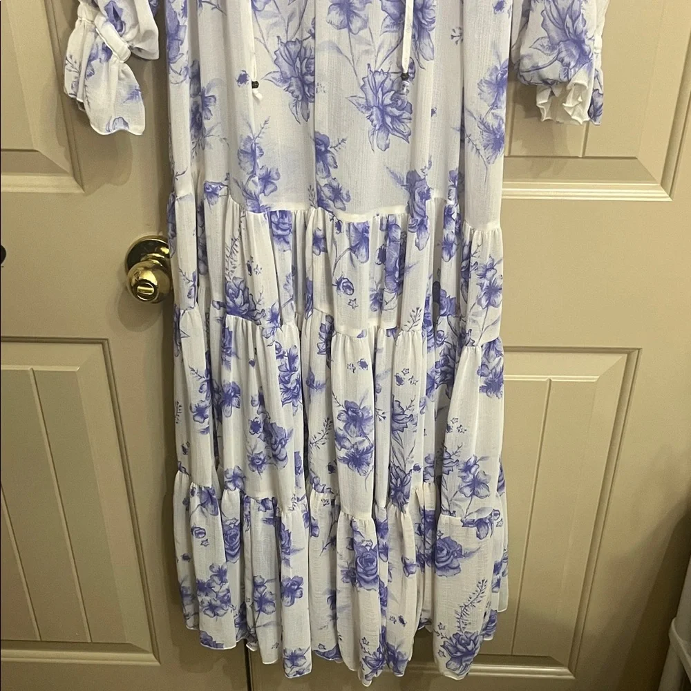Free People Feeling Groovy White Maxi Dress with Purple Floral Motif - Picture 3 of 8